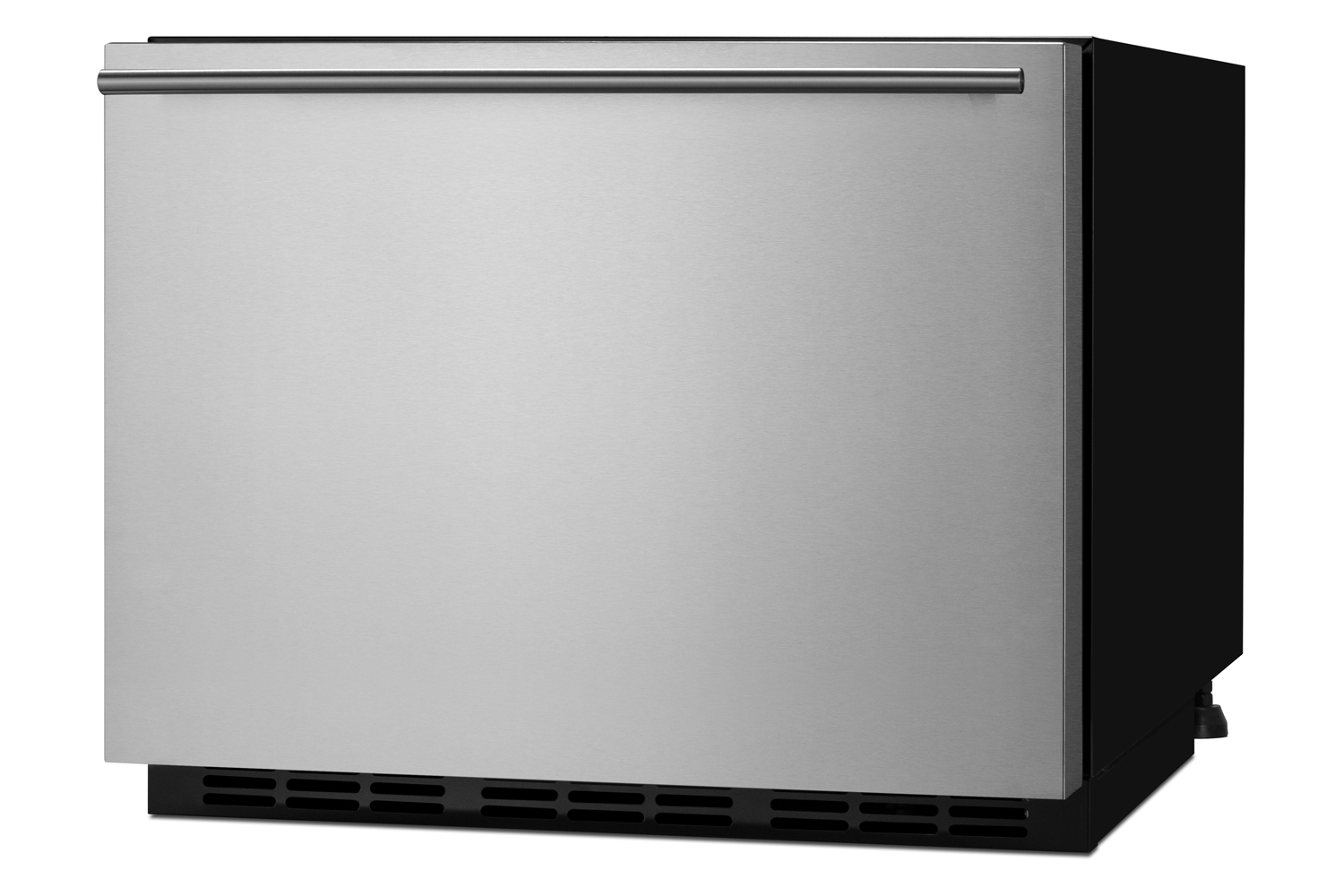Single drawer all-refrigerator approved for outdoor, residential, and commercial use, built-in capable or freestanding, with digital thermostat, frost-free operation, and panel-ready stainless steel drawer